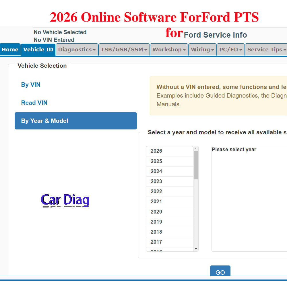 Workshop Tools Online - Perangkat Lunak Online 2026 untuk Ford