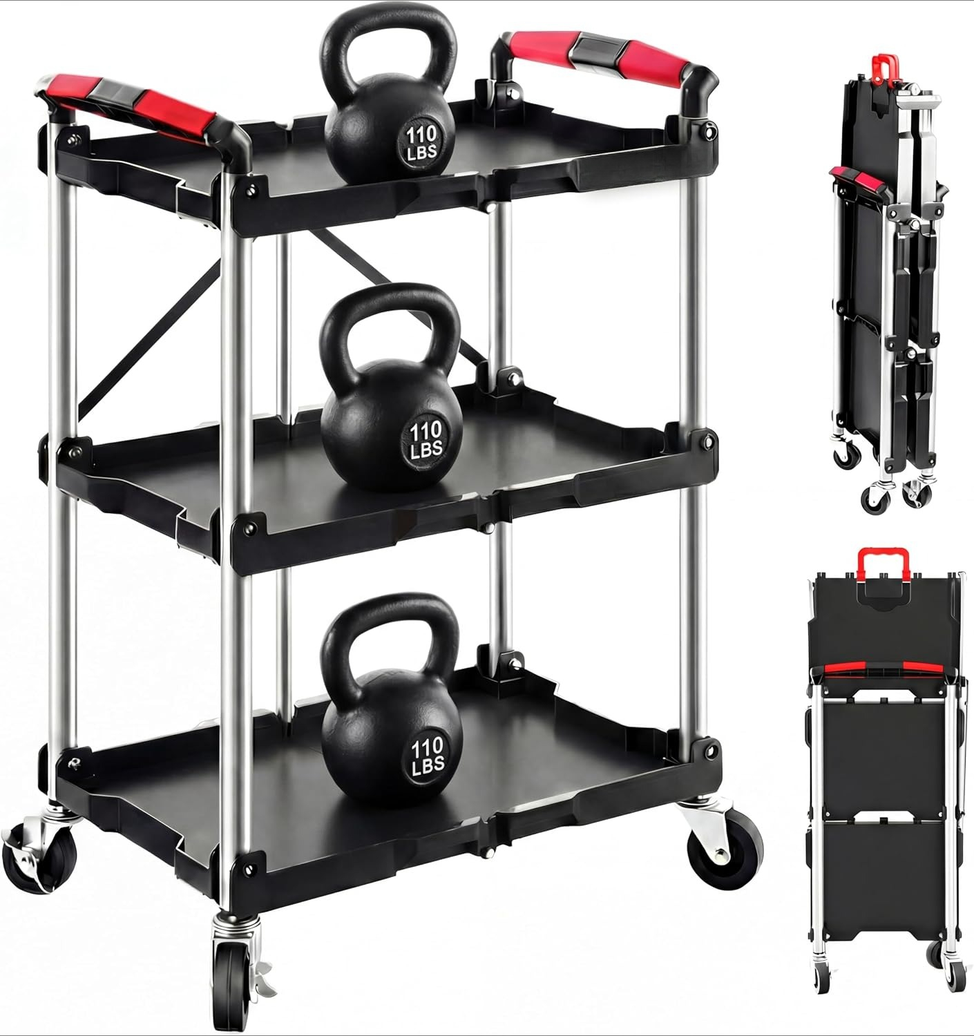 Workshop Tools Trolley - Troli Utilitas Lipat 3 Rak dengan